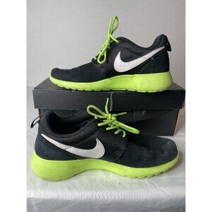 Nike Roshe Run Black White Flash Lime Running 599728-001 Youth‎ Size 5Y